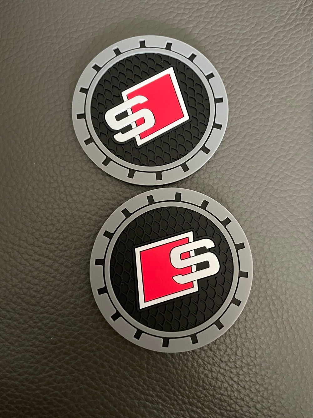 Red & Black 'S' Logo Round Coasters - Set of 2